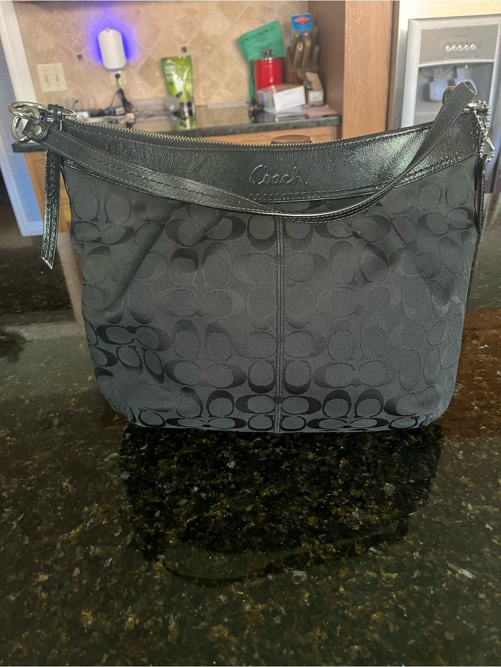 Coach Black Signature Canvas Shoulder Bag
